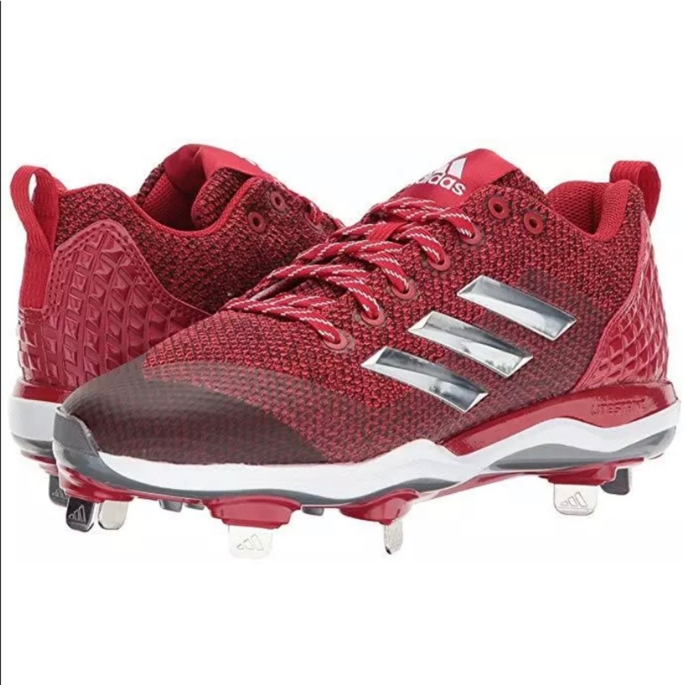 Adidas Power Alley 5 Low Red Metal Baseball Cleats